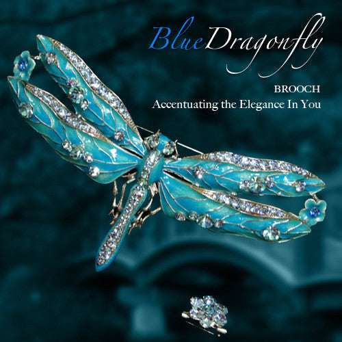 Brooch - Blue Dragonfly